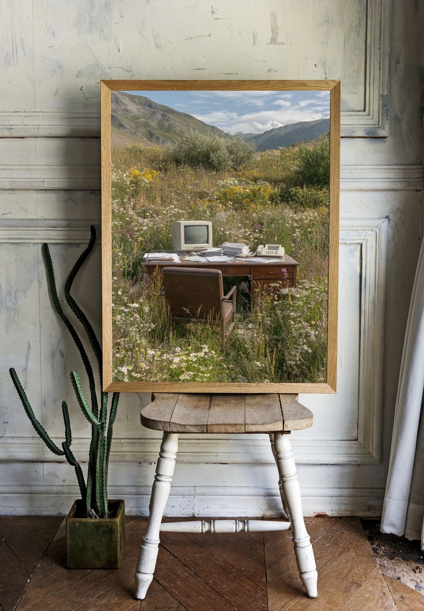 Vintage Office in Wildflower Meadow Poster. room preview