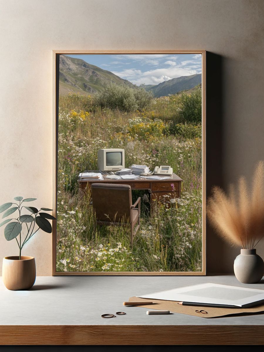 Vintage Office in Wildflower Meadow Poster. — room view 2