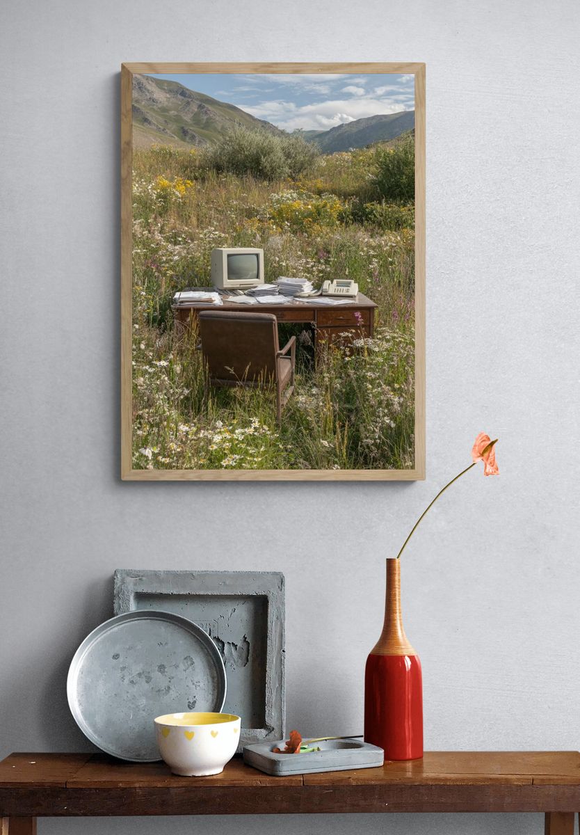 Vintage Office in Wildflower Meadow Poster. — room view 3