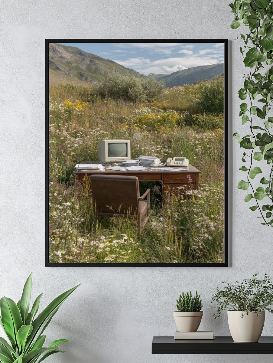 Vintage Office in Wildflower Meadow Poster. — room view 4
