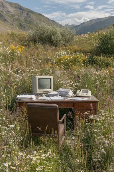 Vintage Office in Wildflower Meadow Poster.