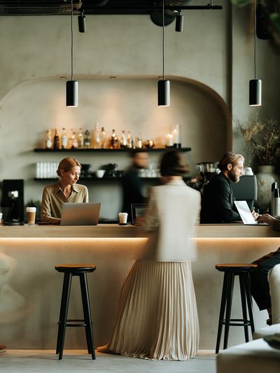 Modern Cafe Interior Photography Poster.