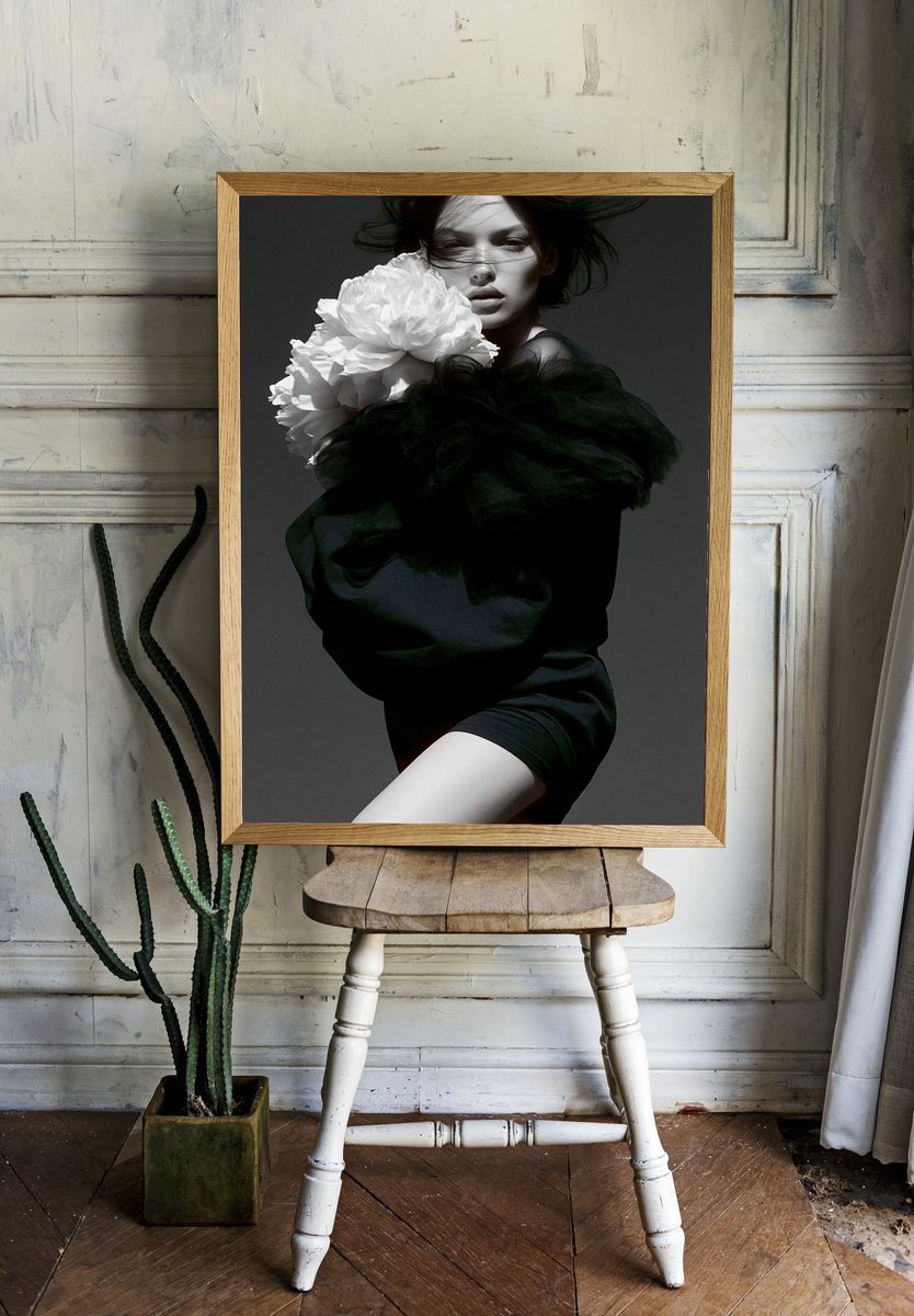 Monochrome Fashion Portrait Poster. room preview