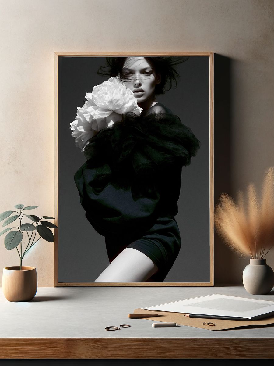 Monochrome Fashion Portrait Poster. — room view 2