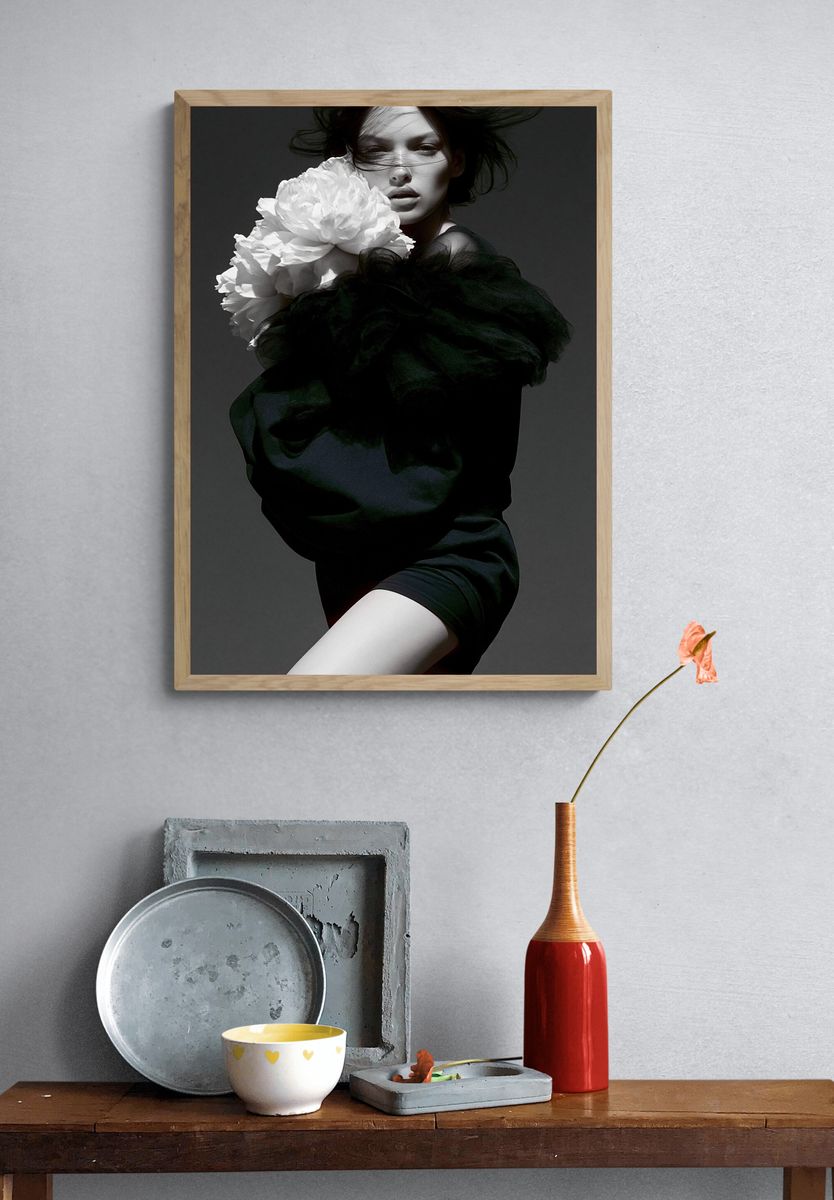 Monochrome Fashion Portrait Poster. — room view 3