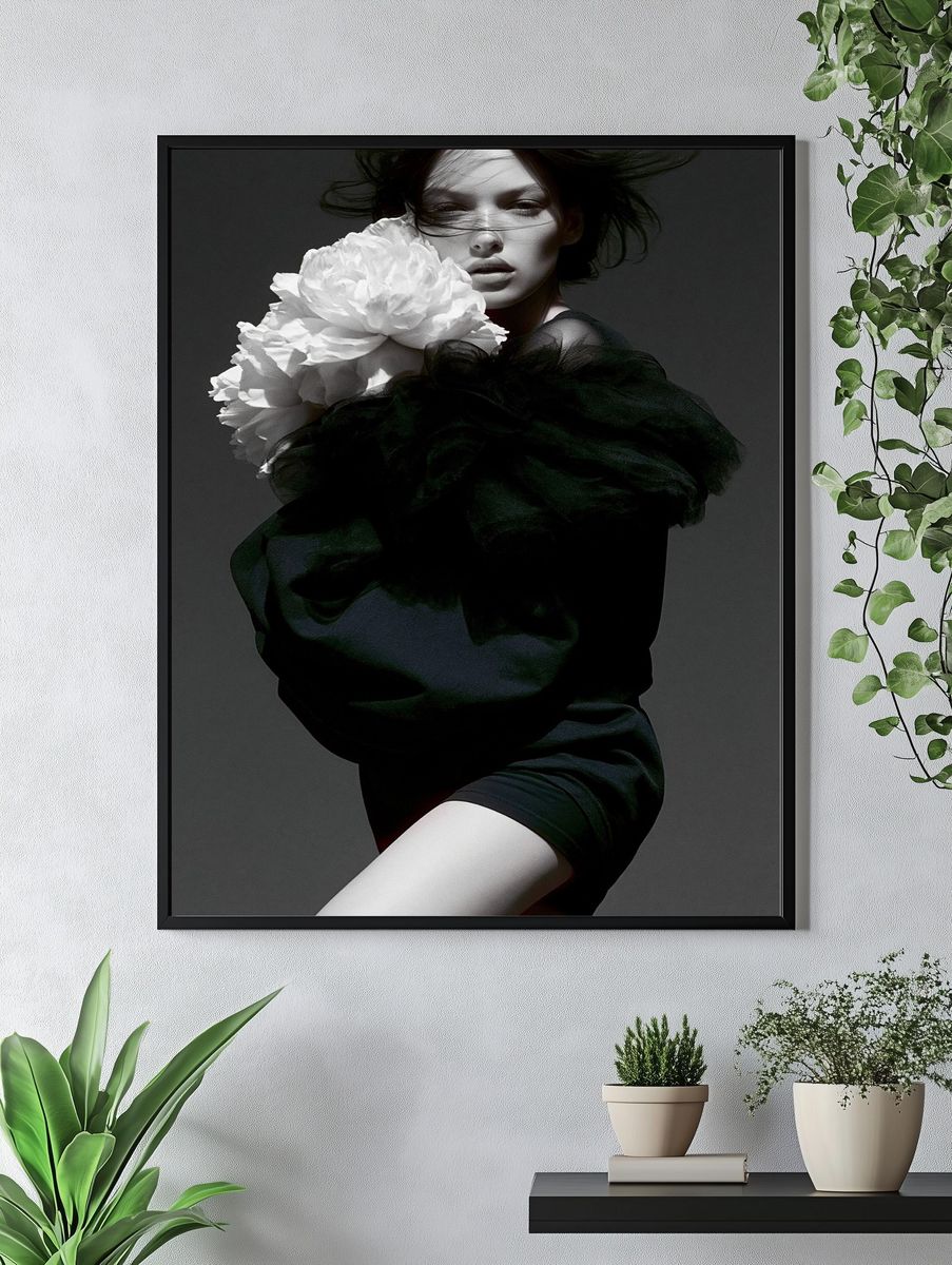 Monochrome Fashion Portrait Poster. — room view 4
