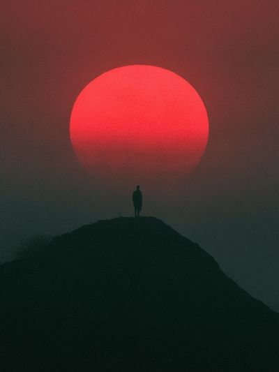 Red Sun Silhouette Photography Poster. poster