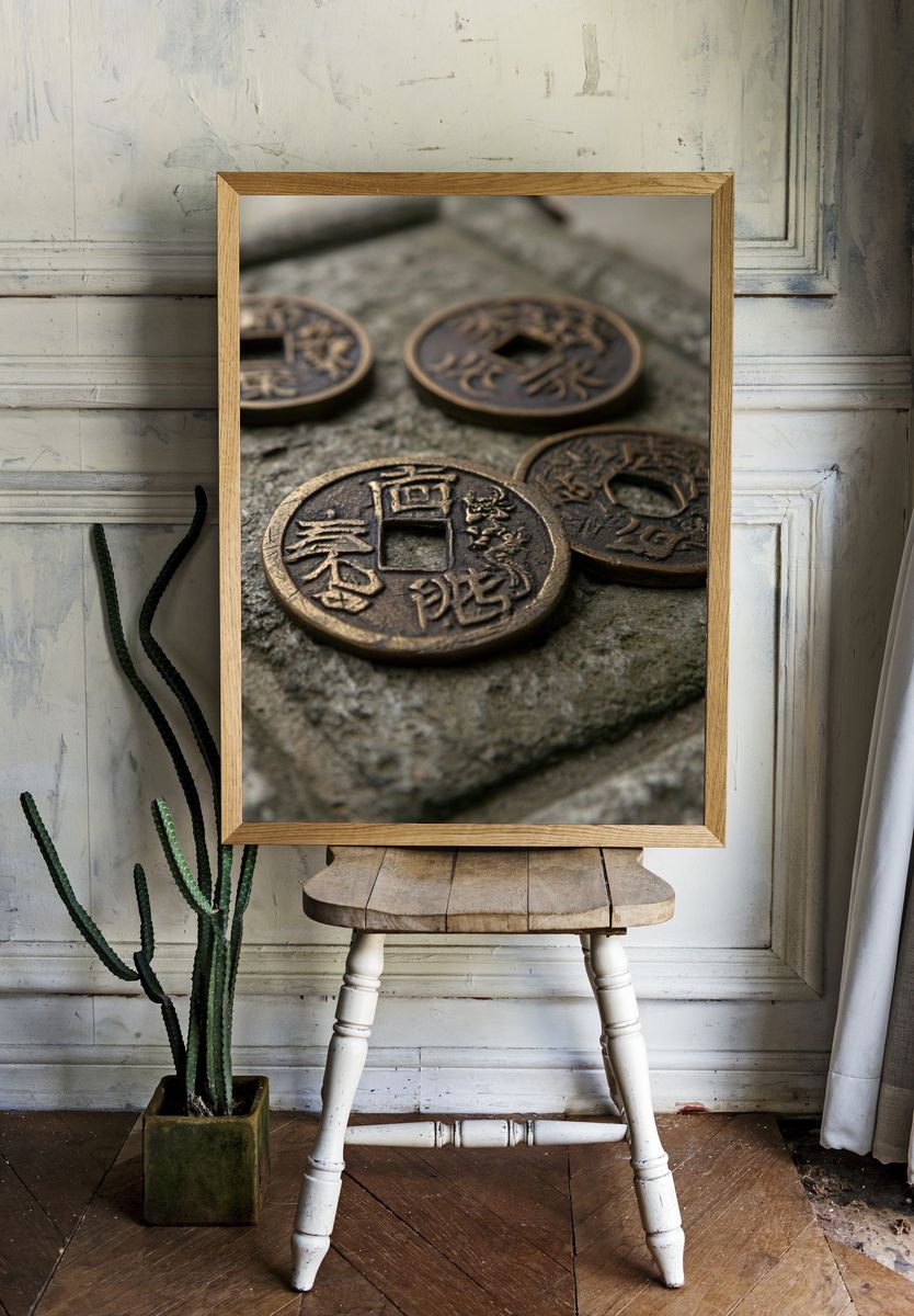 Ancient Chinese Coins Photography Poster. room preview