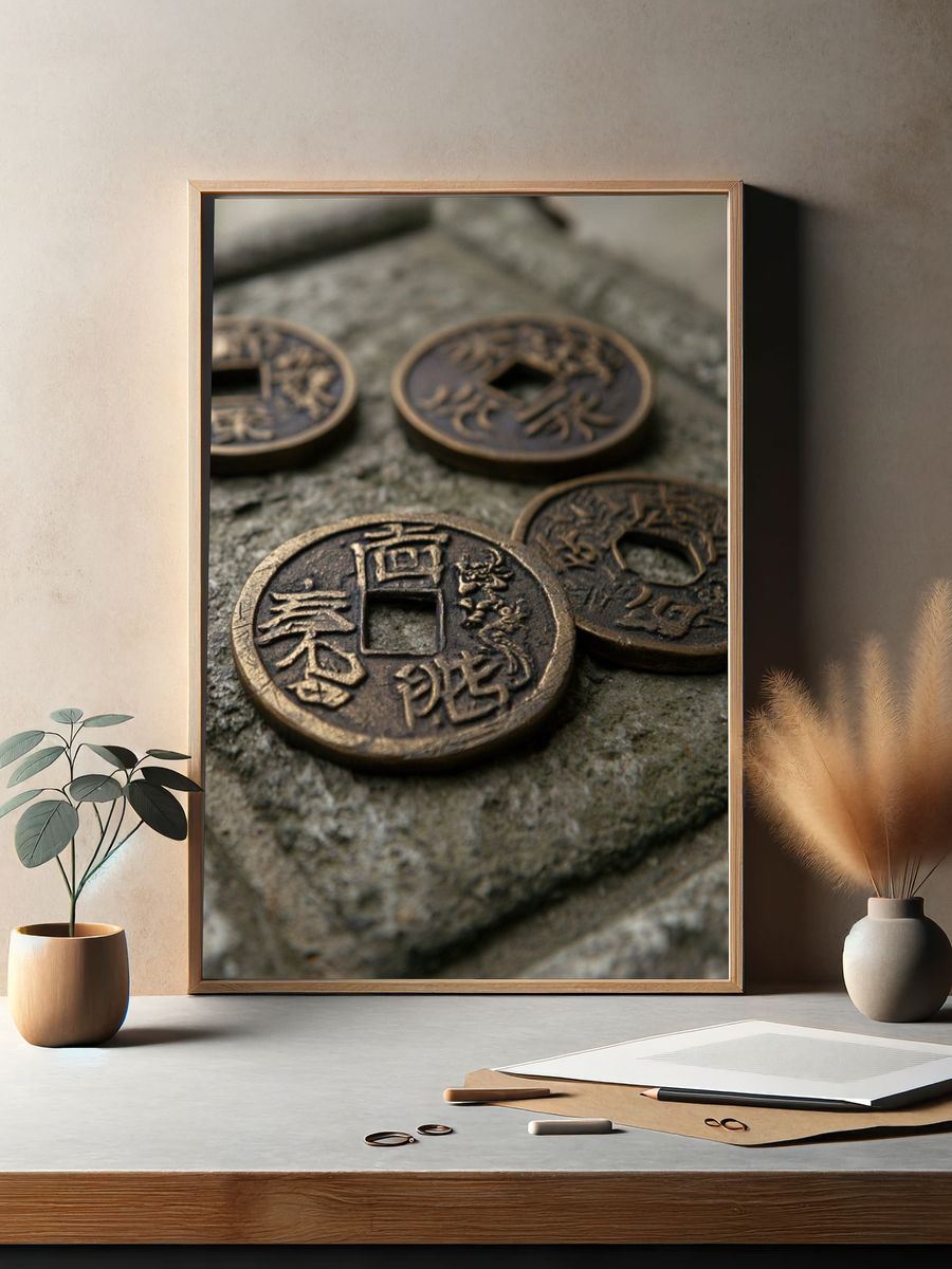 Ancient Chinese Coins Photography Poster. — room view 2