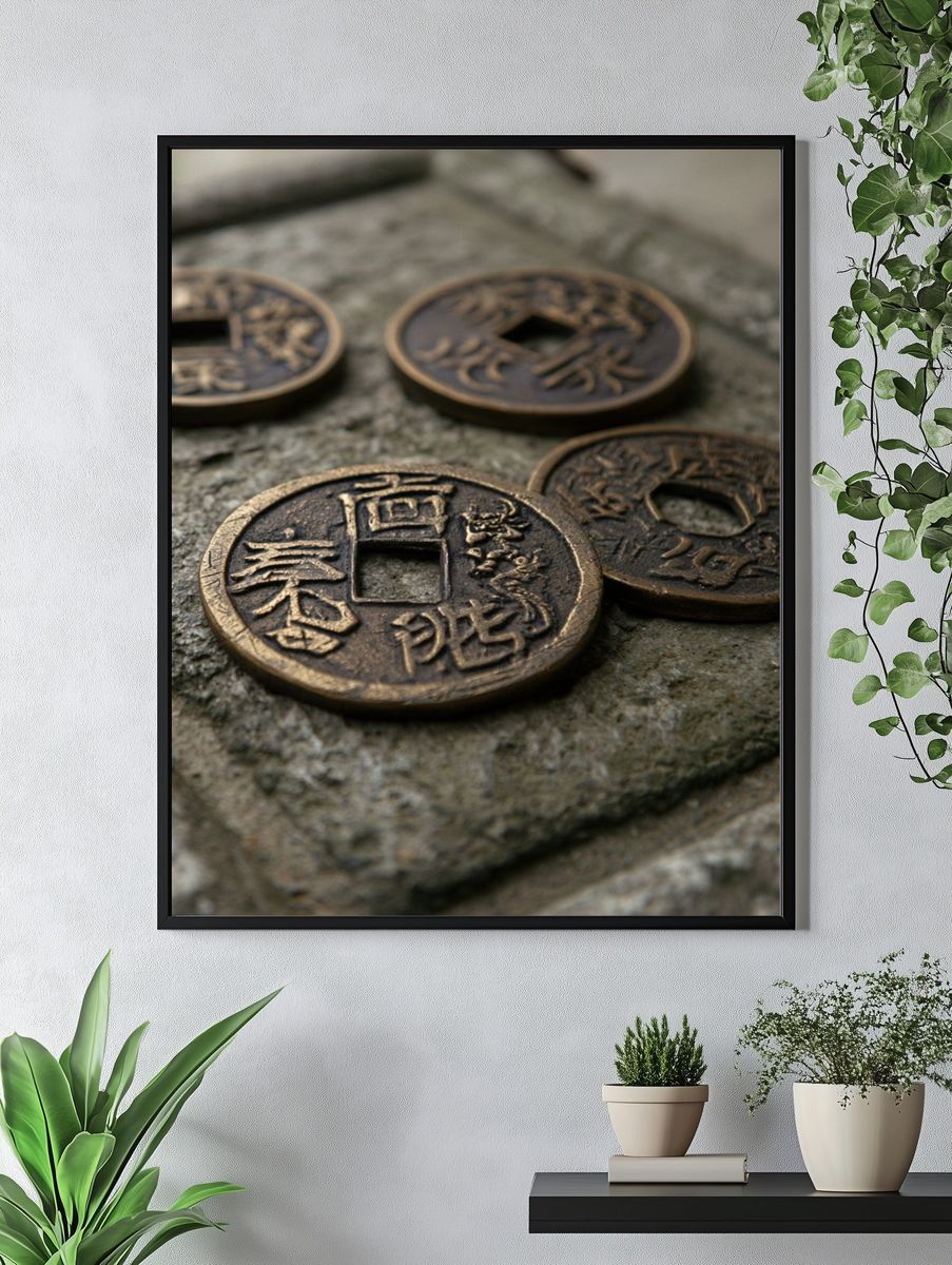 Ancient Chinese Coins Photography Poster. — room view 4