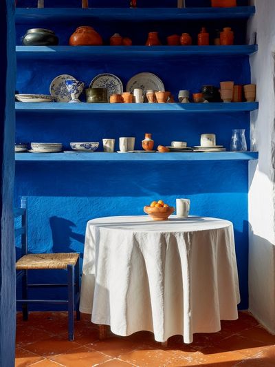 Blue Mediterranean Interior Photography Poster.