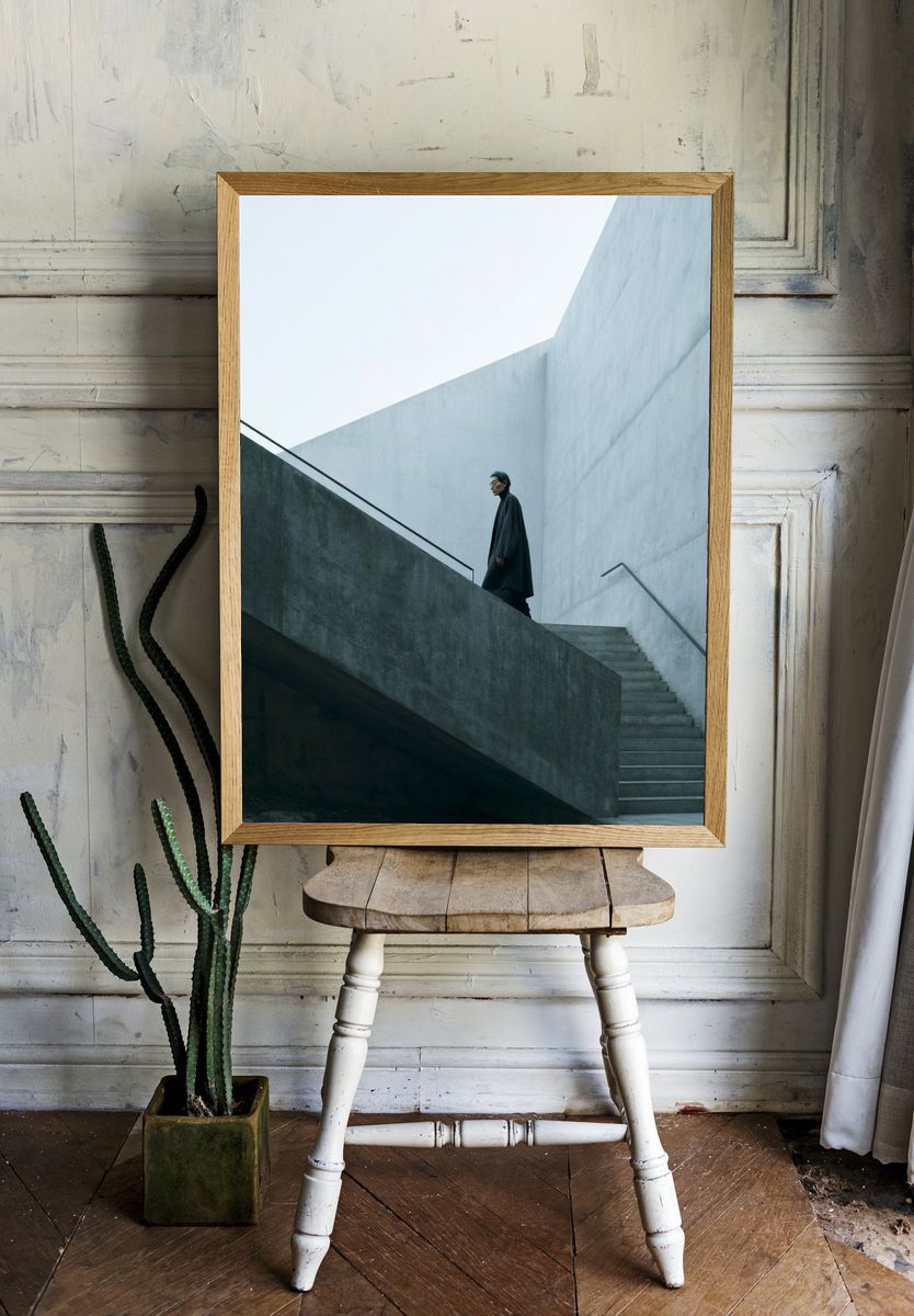 Concrete Stairway Portrait Poster. room preview