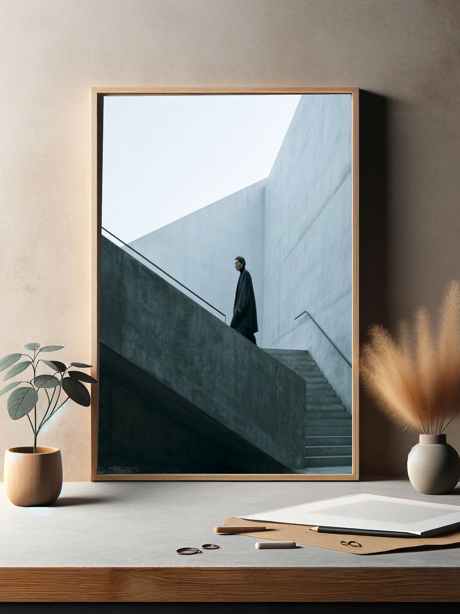 Concrete Stairway Portrait Poster. — room view 2
