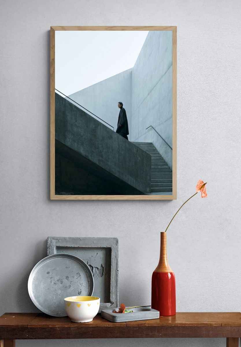 Concrete Stairway Portrait Poster. — room view 3