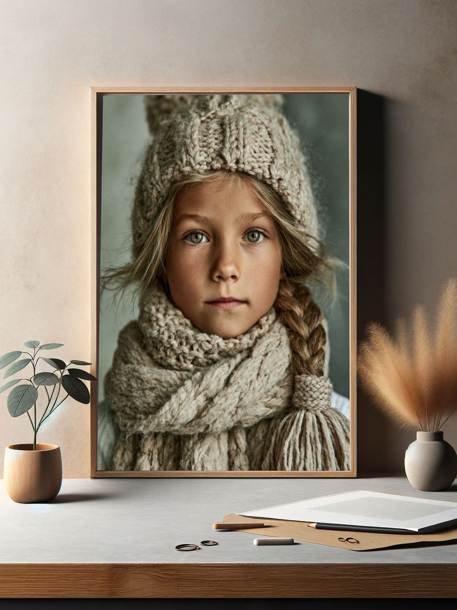Knitted Winter Portrait Poster. — room view 2