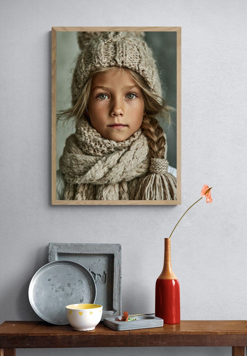 Knitted Winter Portrait Poster. — room view 3