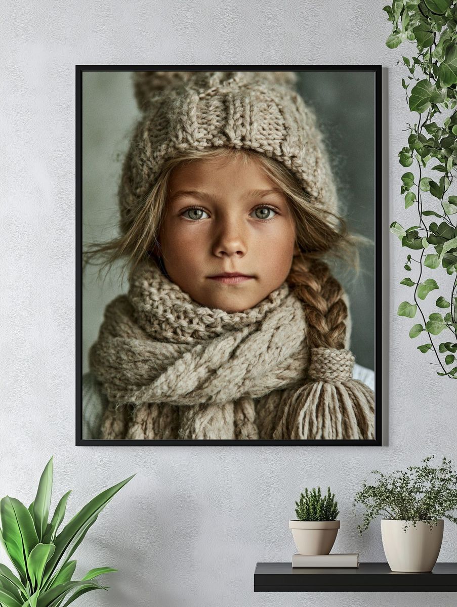 Knitted Winter Portrait Poster. — room view 4