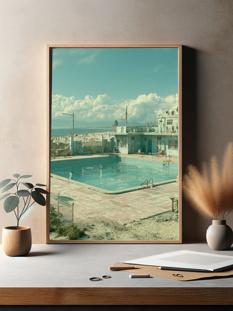 Retro Beach Motel Pool Poster. — room view 2