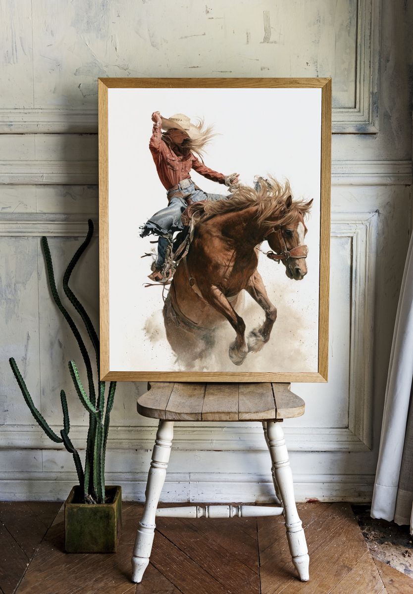 Cowgirl Rodeo Horse Photography Poster. room preview