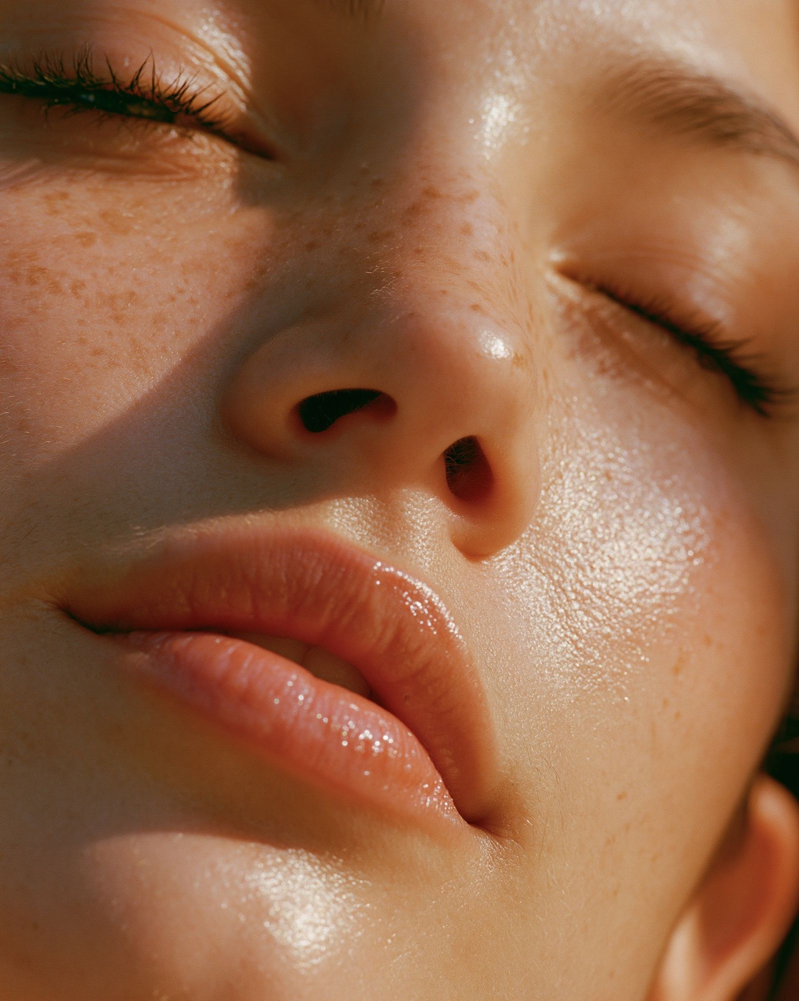 Sunlit Face Close-Up Photography Poster. poster — photography art