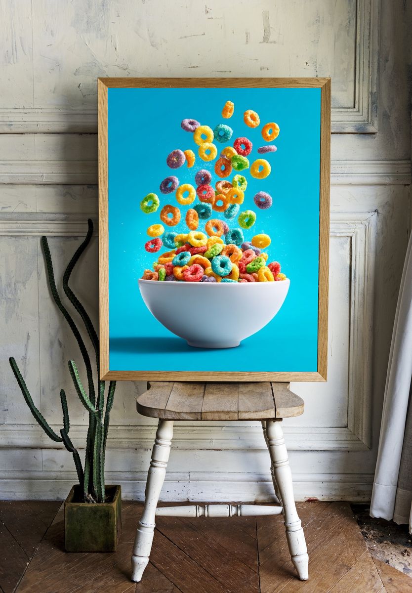 Colorful Cereal Bowl Photography Poster. — room view 1