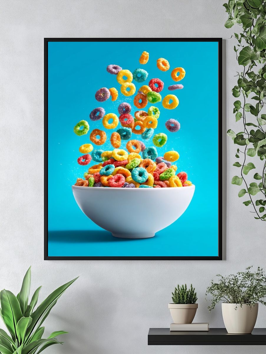 Colorful Cereal Bowl Photography Poster. — room view 4