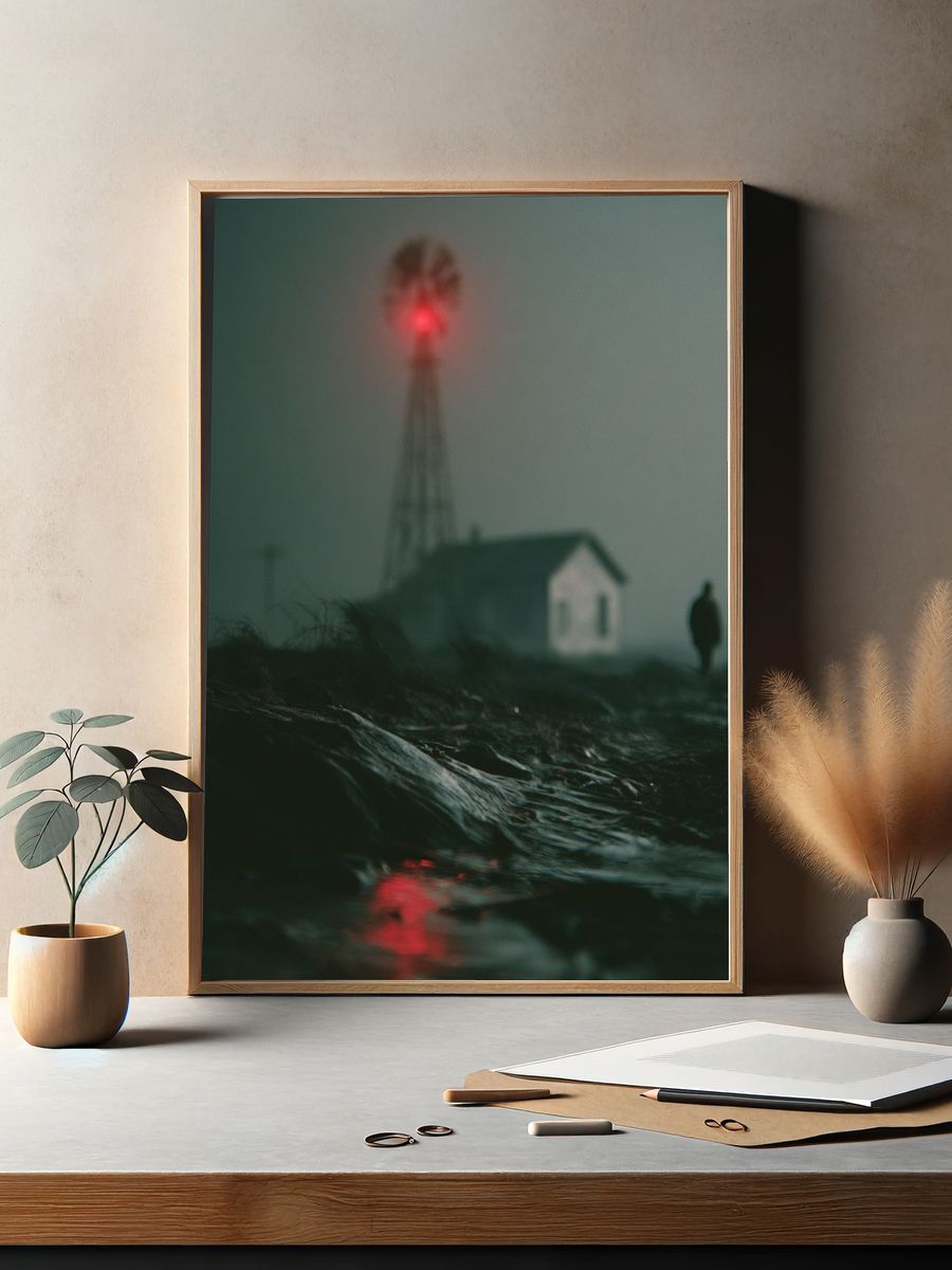 Foggy Lighthouse Nightscape Poster. — room view 2