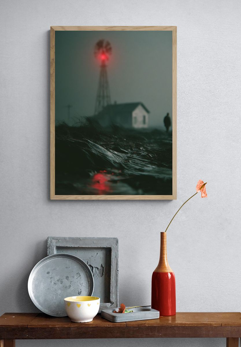 Foggy Lighthouse Nightscape Poster. — room view 3