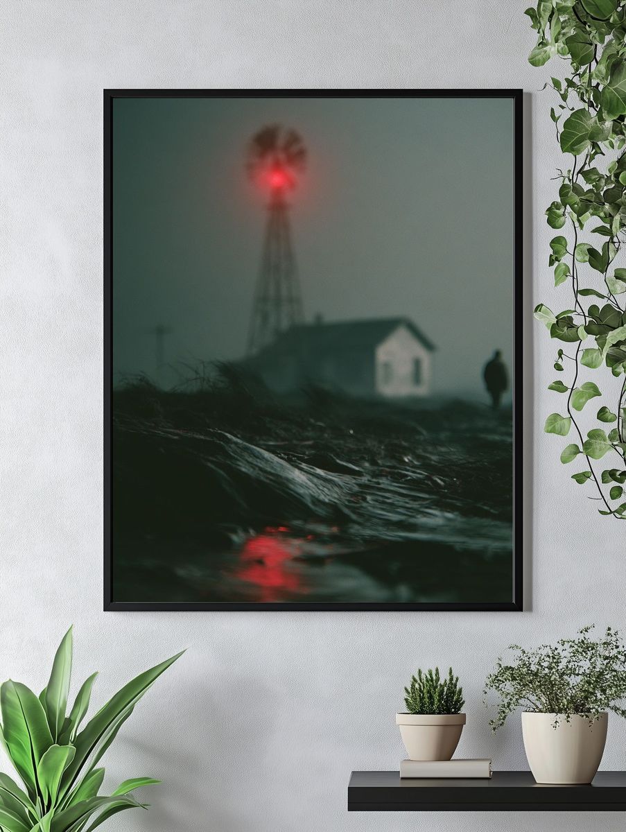 Foggy Lighthouse Nightscape Poster. — room view 4