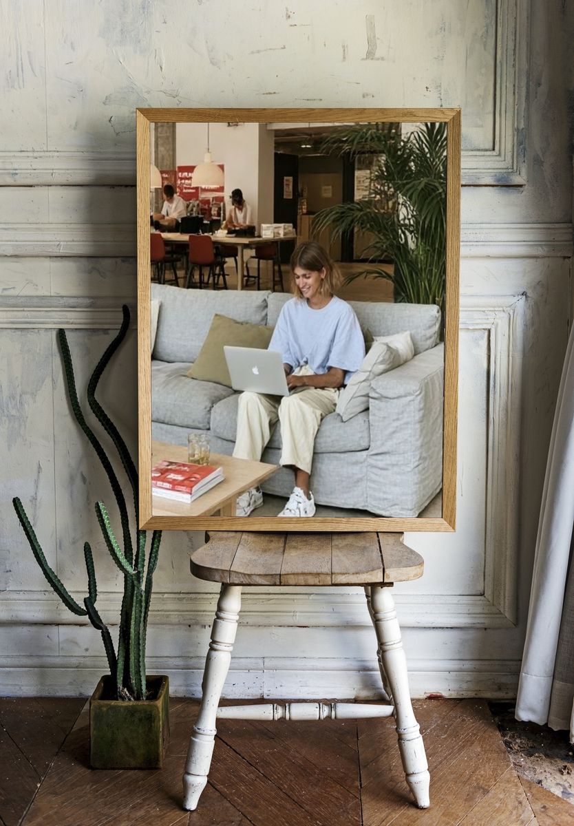 Cozy Laptop Café Photography Poster. room preview