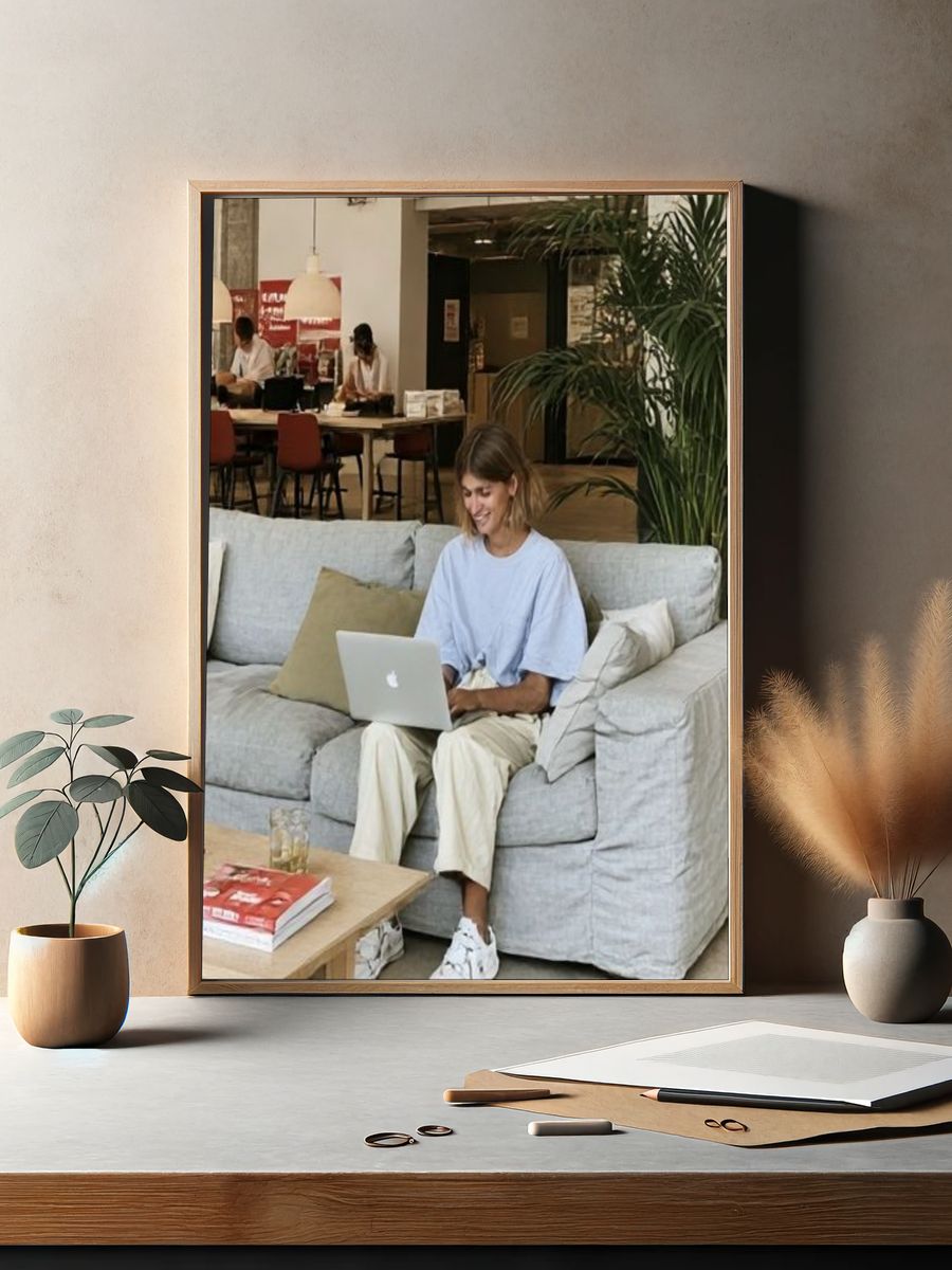 Cozy Laptop Café Photography Poster. — room view 2