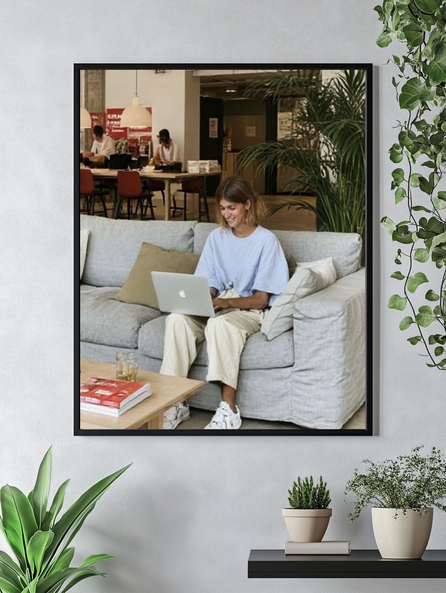 Cozy Laptop Café Photography Poster. — room view 4