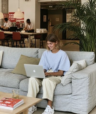 Cozy Laptop Café Photography Poster. poster