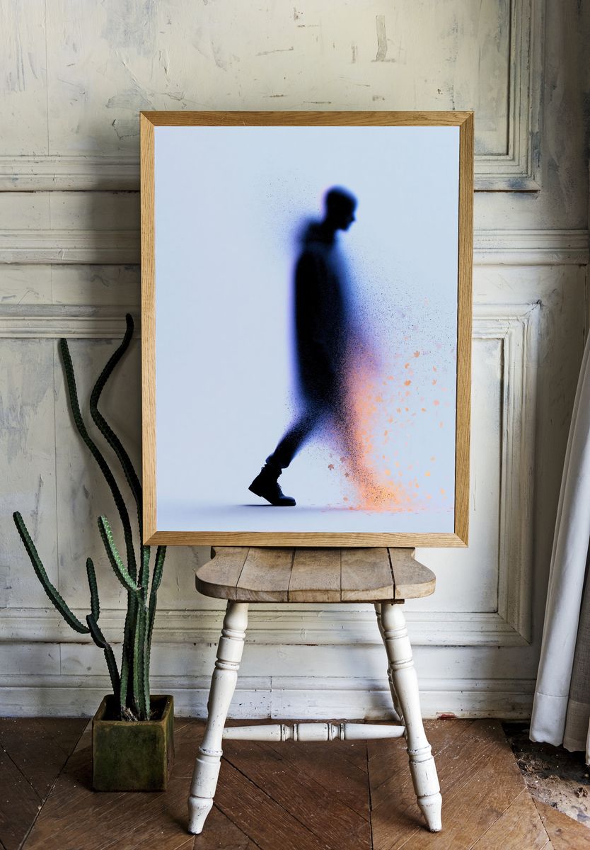 Disintegrating Figure Photography Poster. room preview