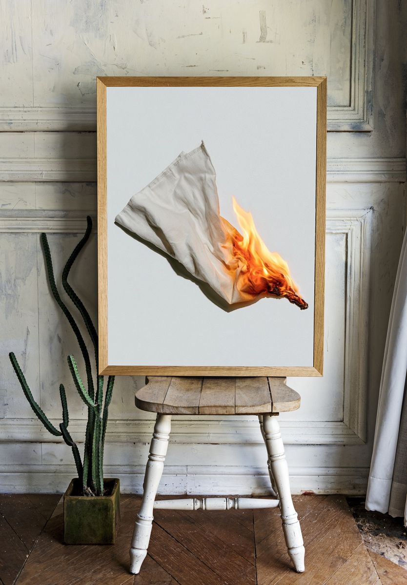 Burning Paper Minimalist Photography Poster. room preview