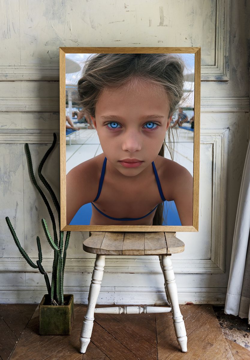 Blue-Eyed Girl Portrait Poster. — room view 1