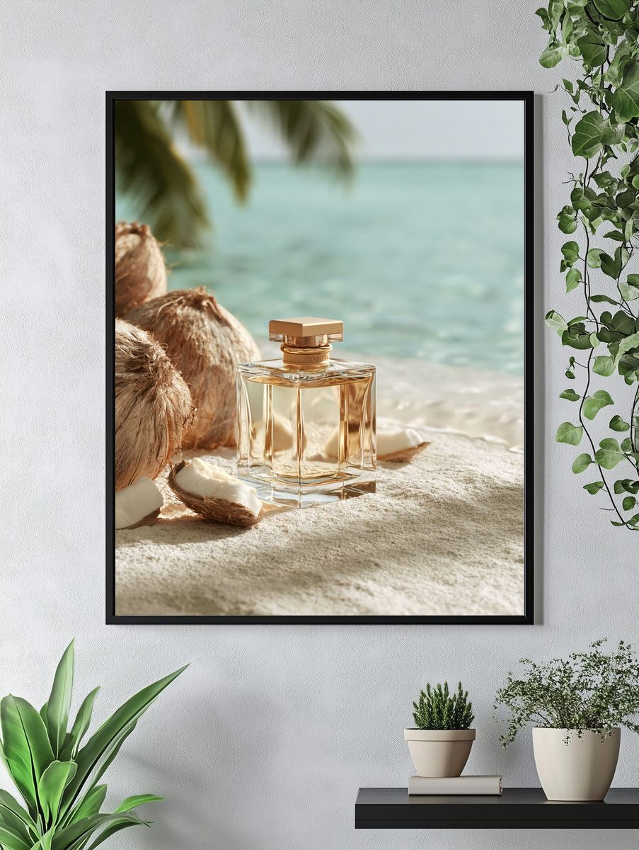 Tropical Coconut Perfume Photography Poster. — room view 4