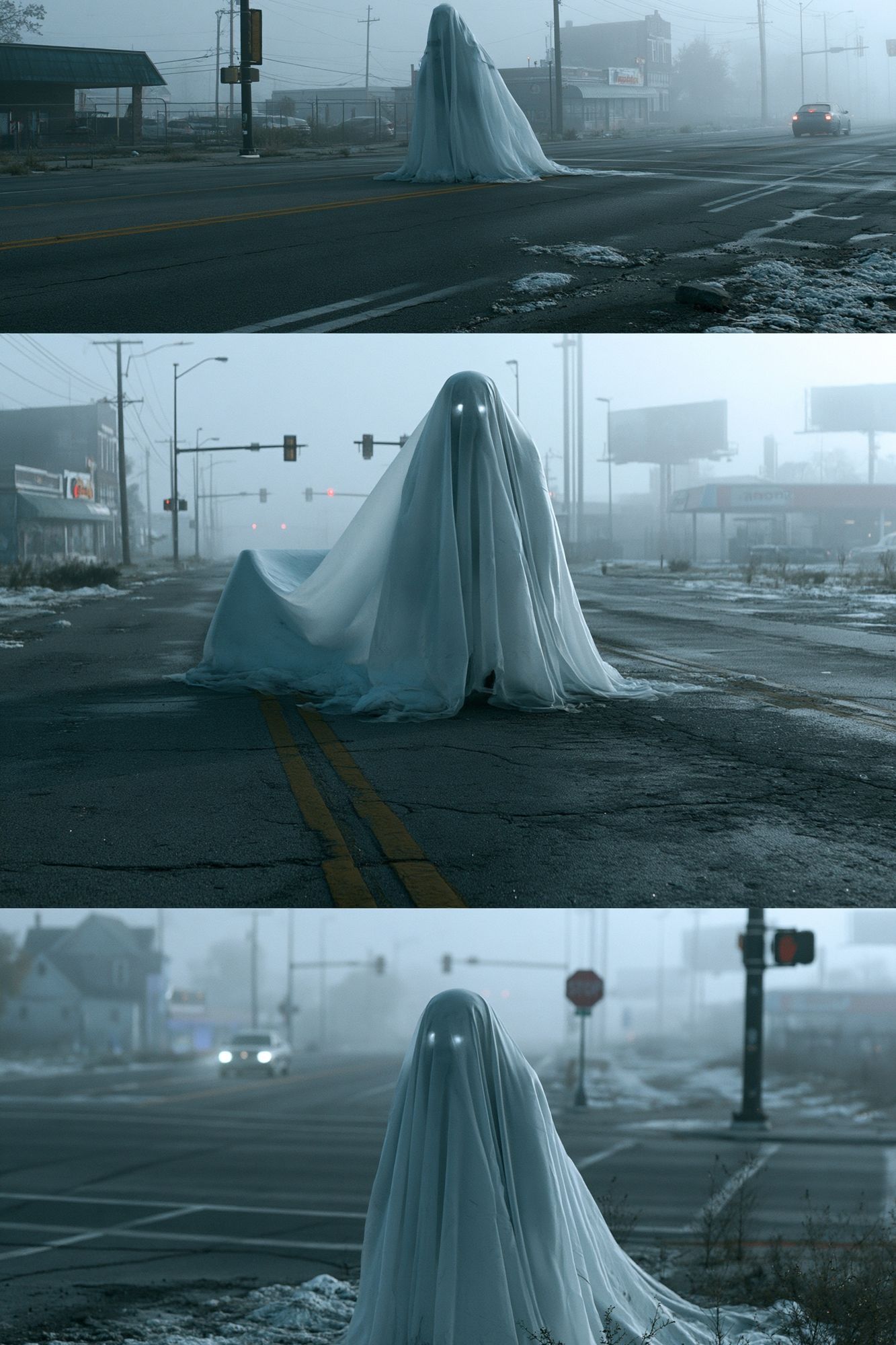 Ghostly Street Scene Photography Poster. poster detail