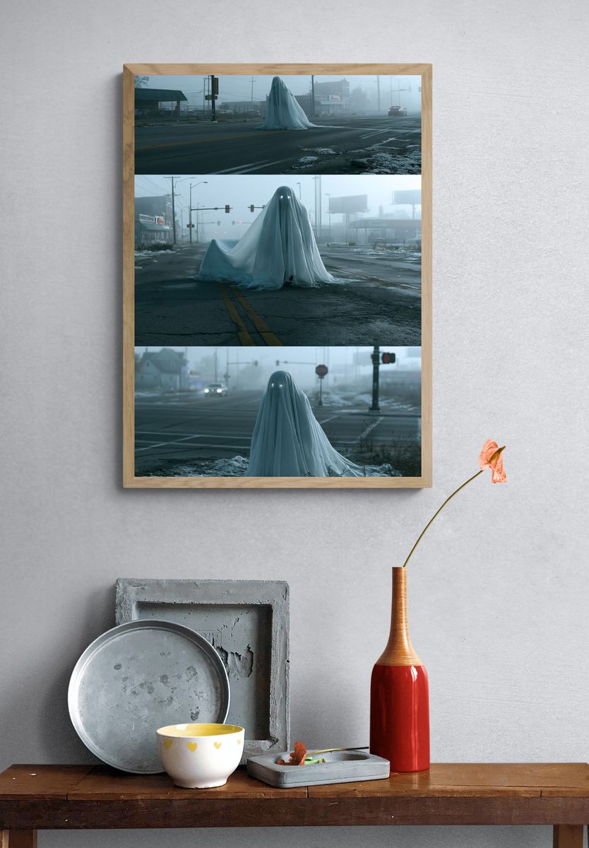 Ghostly Street Scene Photography Poster. — room view 3