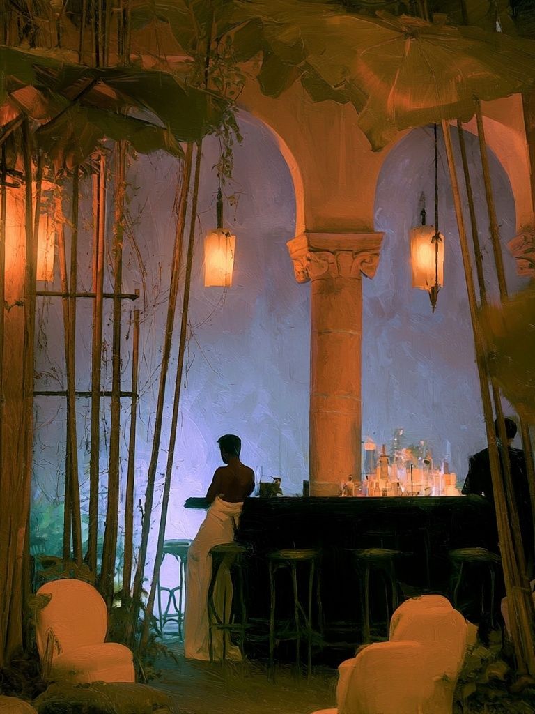 Tropical Bar Interior Photography Poster. poster — photography art
