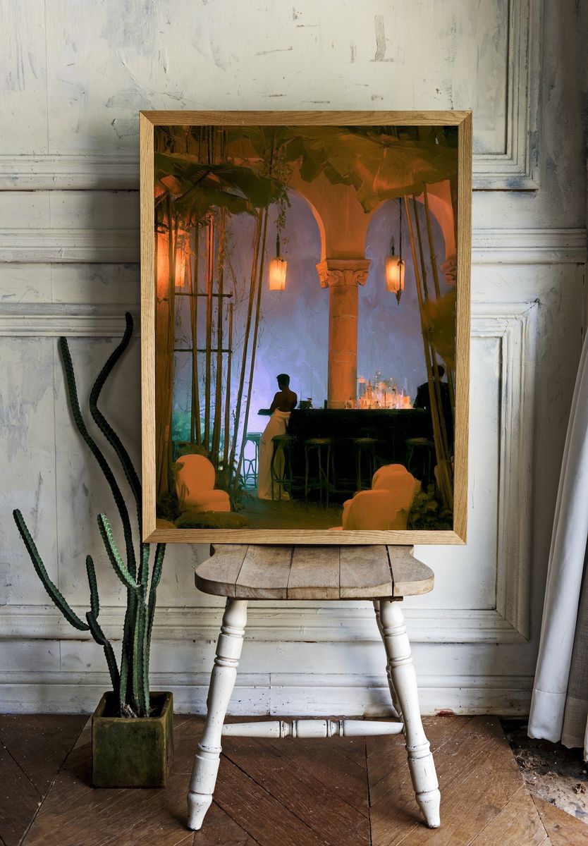 Tropical Bar Interior Photography Poster. — room view 1