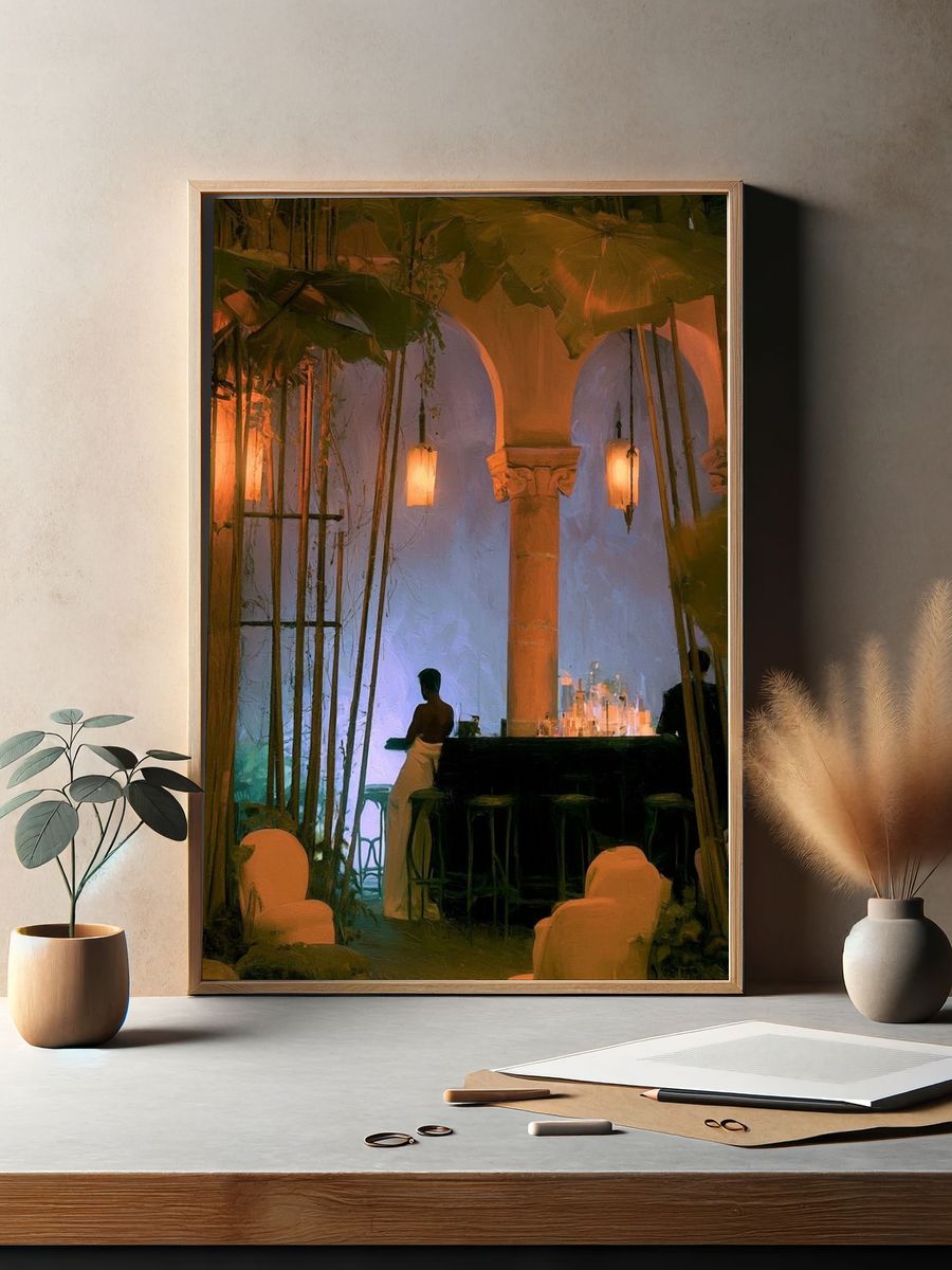 Tropical Bar Interior Photography Poster. — room view 2