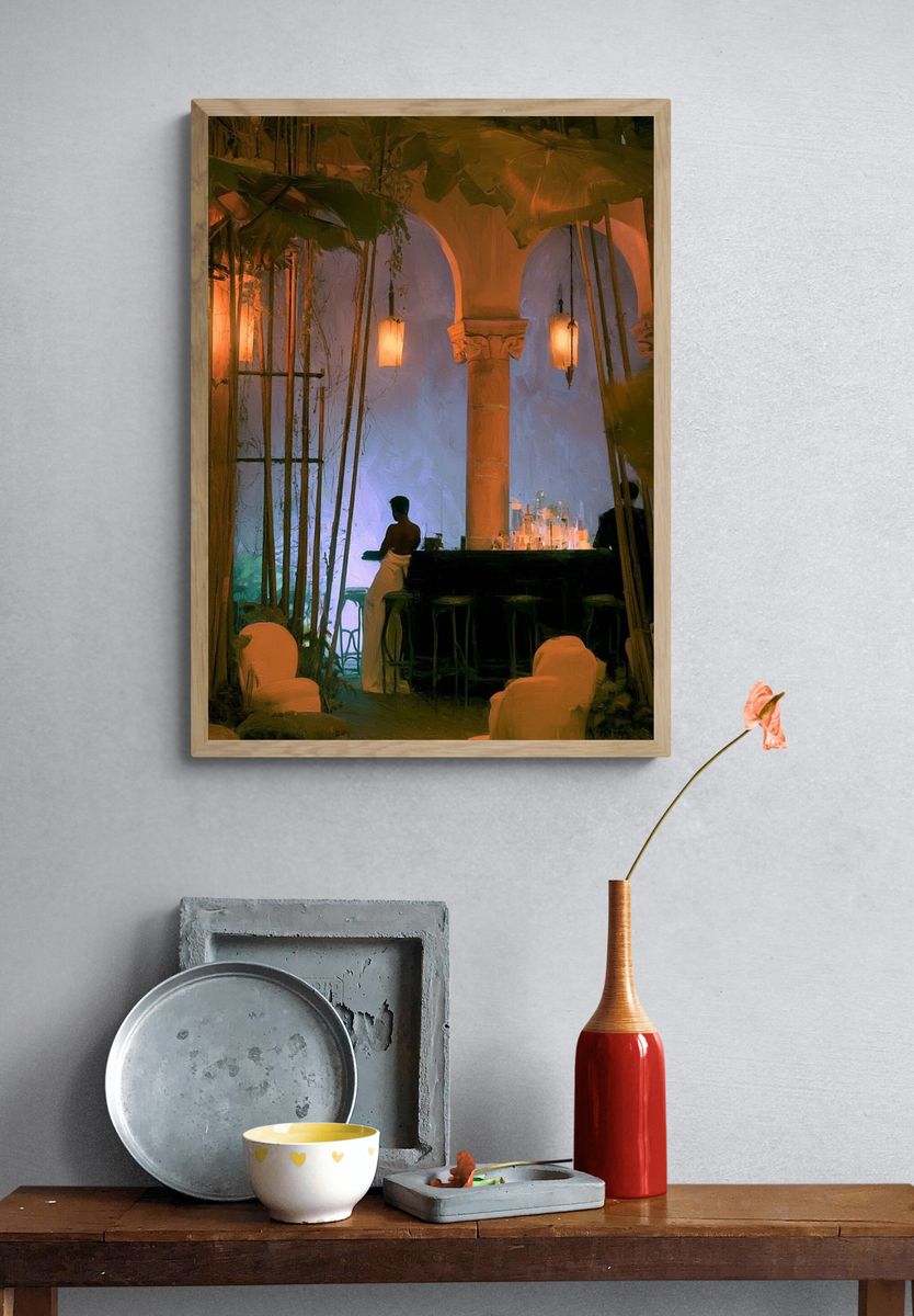 Tropical Bar Interior Photography Poster. — room view 3