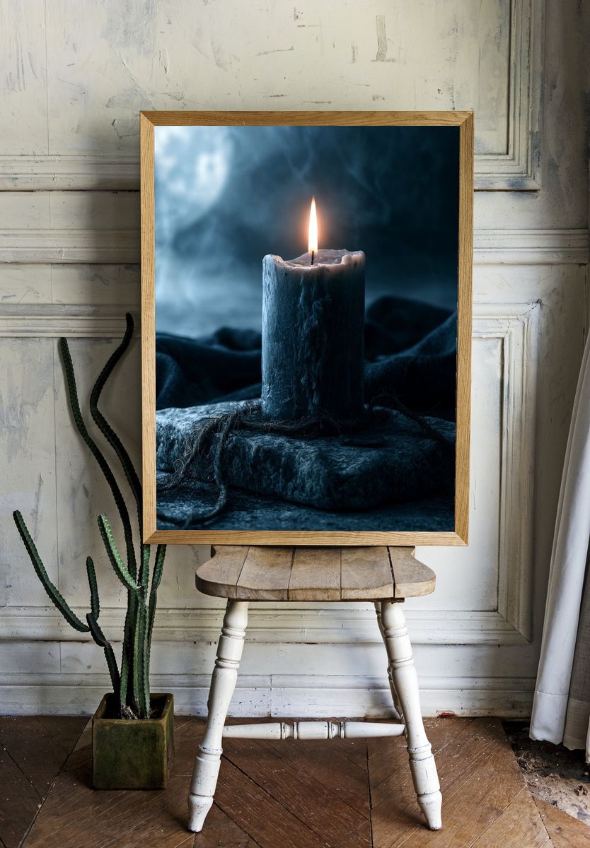 Moody Candle Still Life Poster. — room view 1