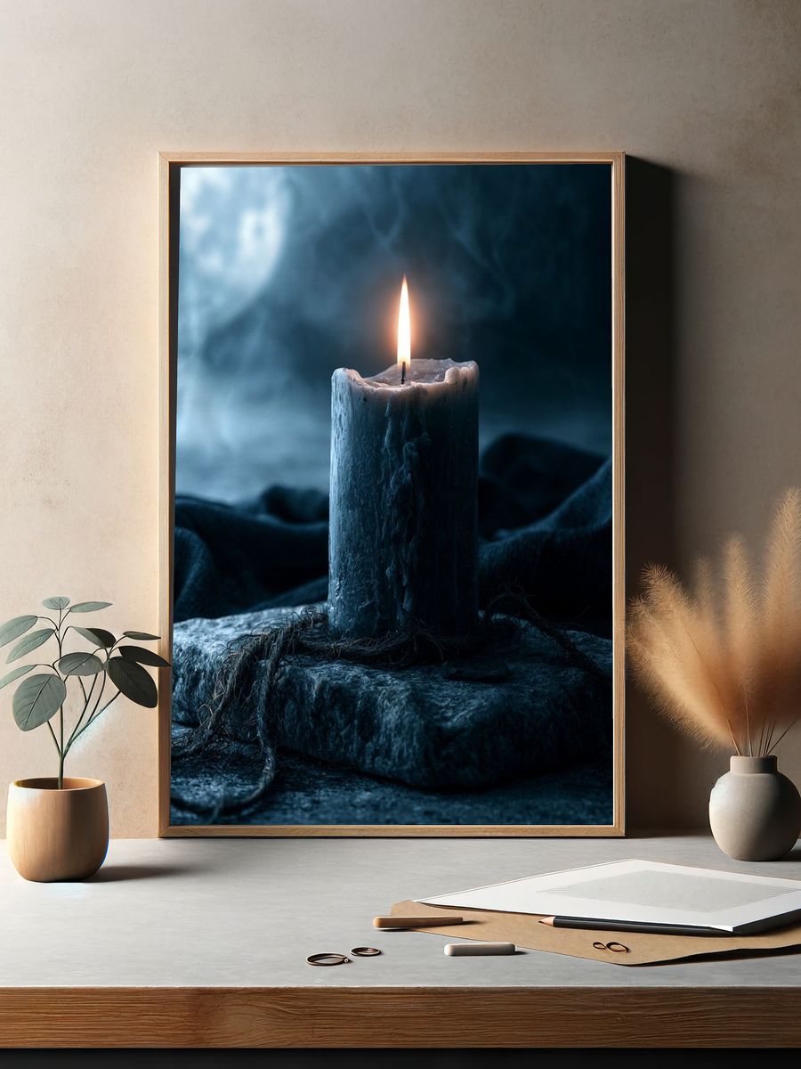 Moody Candle Still Life Poster. — room view 2