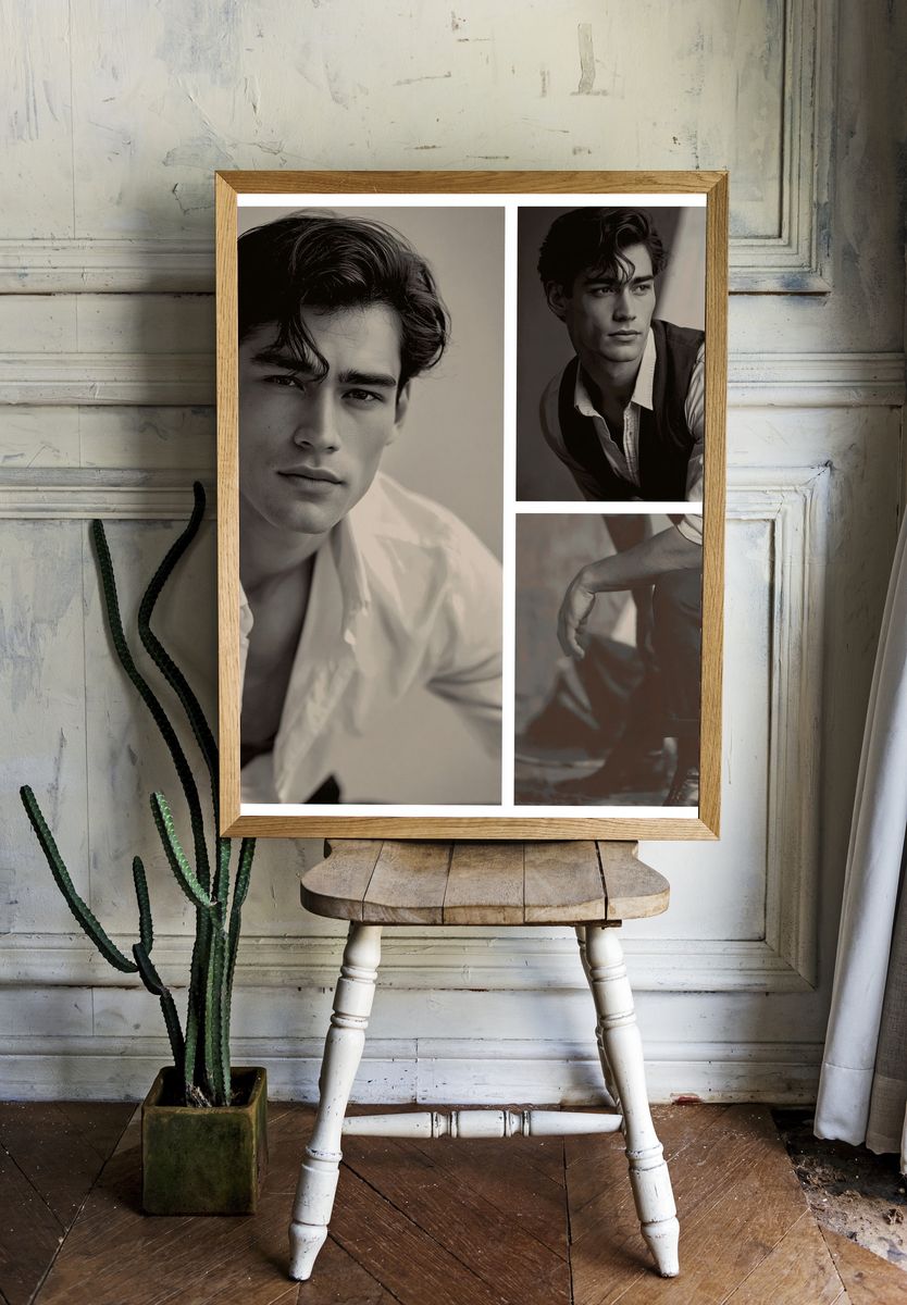 Vintage Male Portrait Photography Poster. — room view 1