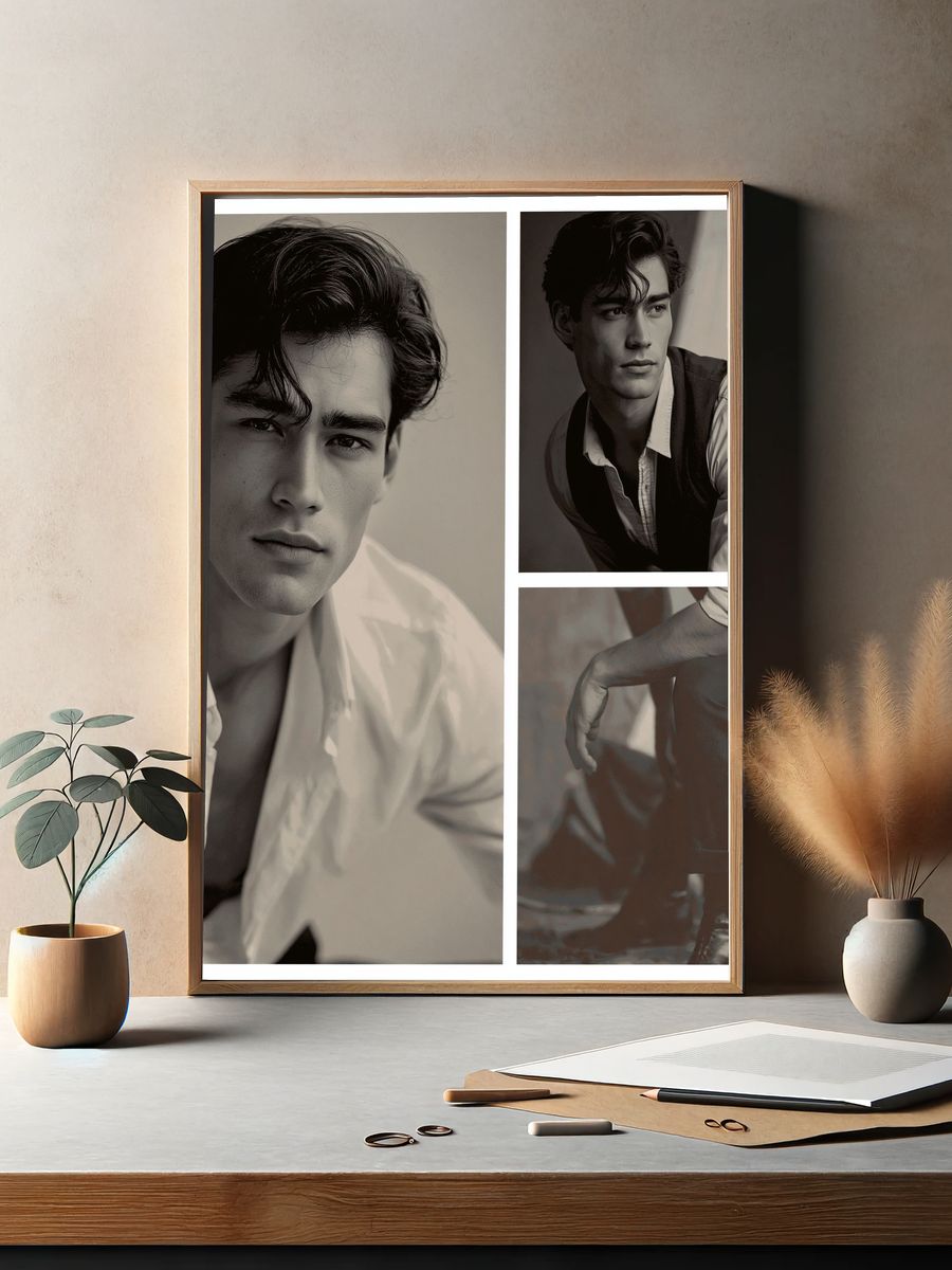 Vintage Male Portrait Photography Poster. — room view 2