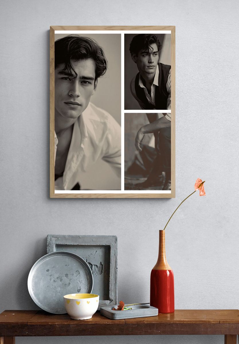 Vintage Male Portrait Photography Poster. — room view 3