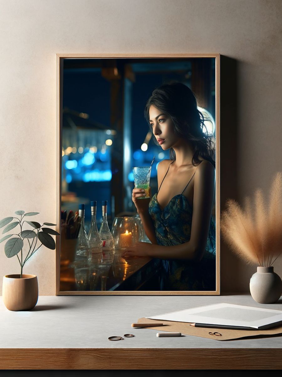 Neon Bar Portrait Photography Poster. — room view 2
