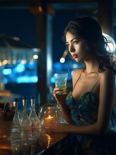 Neon Bar Portrait Photography Poster.